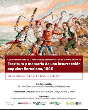 Conference 'Escritura y memoria de una insurrección popular: Barcelona, 1640' |  Ivan Gracia-Arnau  Image