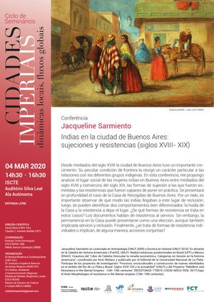 Conference | Indian Women in the city of Buenos Aires: subjections and resistances (18th-19th centuries) Image
